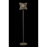 The Polinesia 1 Light Outdoor Floor Lamp in beige features a cylindrical base and a star-shaped wicker-style shade, shown against a black background.