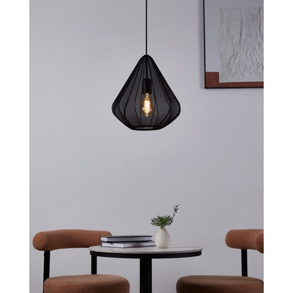Polmorne Fabric Pendant Light 33.5cm - Black