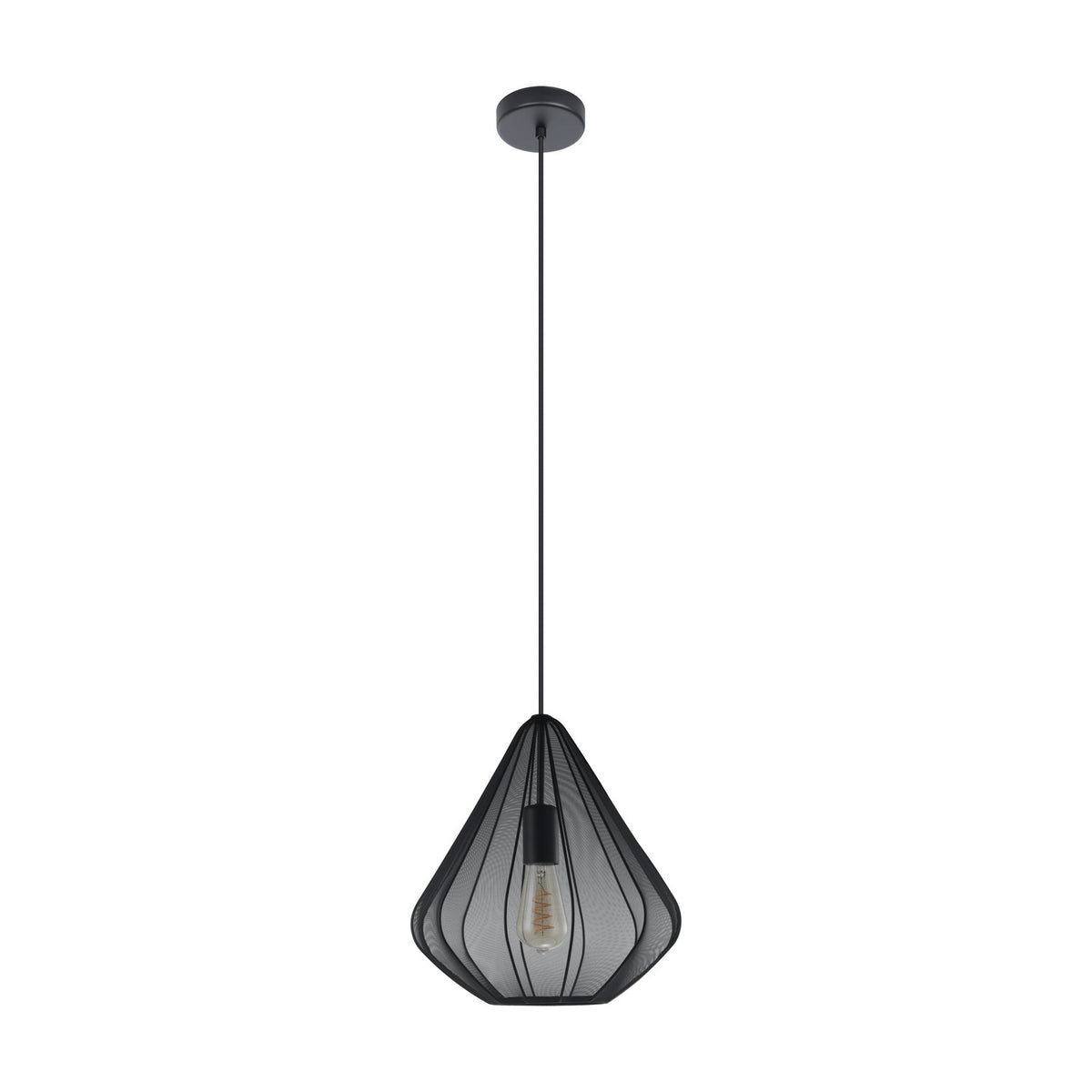 Polmorne Fabric Pendant Light 33.5cm - Black