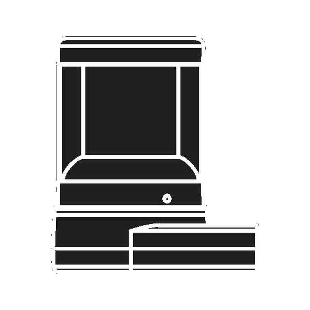 Reveal Louvred cast aluminium outdoor wall light in graphite, square flush design with louvred fins and flat top, shown as a black silhouette icon on a plain white background.
