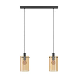 Polverara Amber Glass 2 Light Pendant - Black