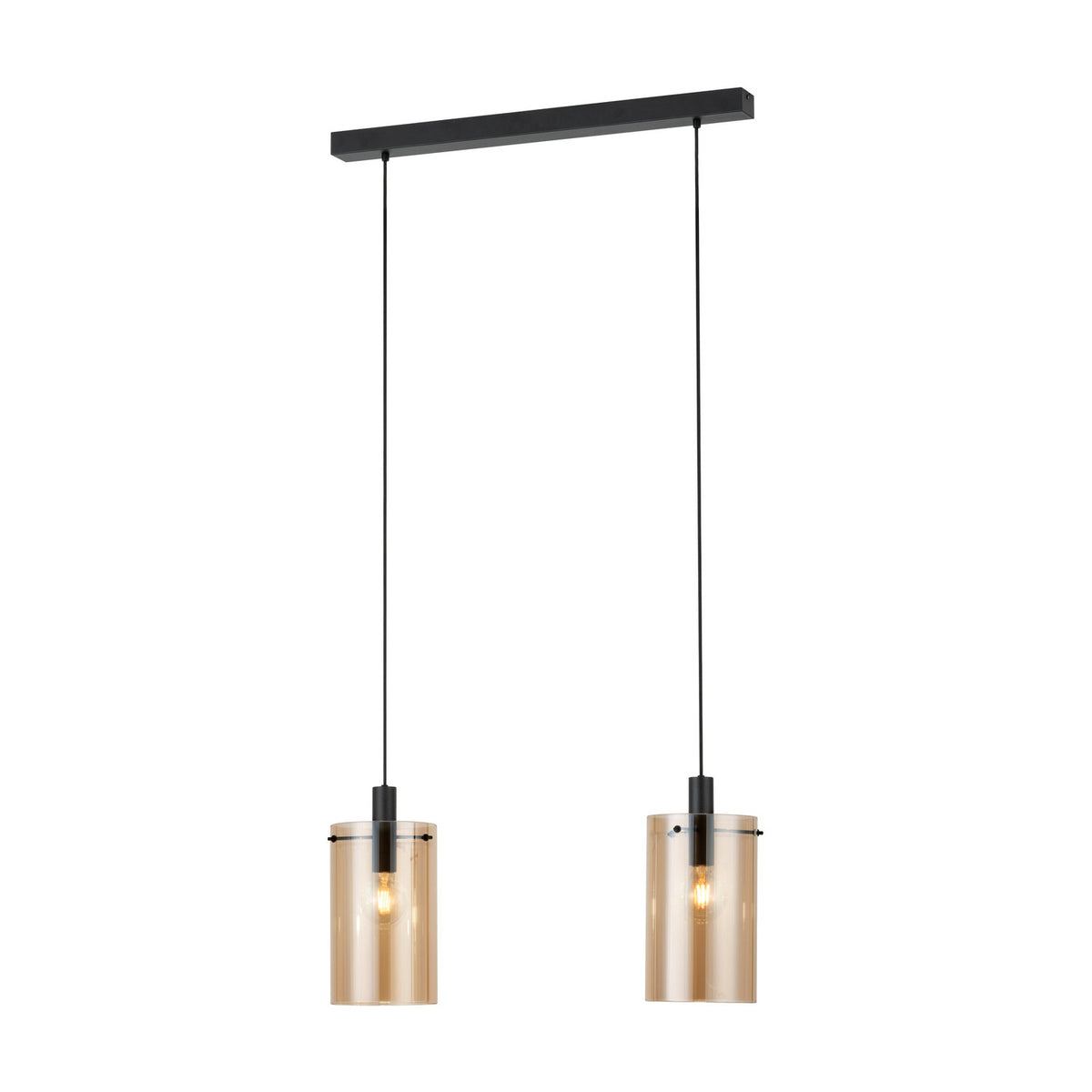 Polverara Amber Glass 2 Light Pendant - Black