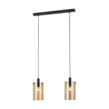Polverara Amber Glass 2 Light Pendant - Black