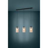 Polverara Amber Glass Linear Pendant Light - Black