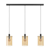 Polverara Amber Glass Linear Pendant Light - Black