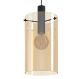 Polverara Amber Glass Linear Pendant Light - Black