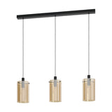 Polverara Amber Glass Linear Pendant Light - Black