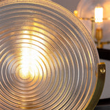 Portland Dish 9 Light Ribbed Glass Chandelier - Polished Brass