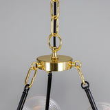 Portland Dish 9 Light Ribbed Glass Chandelier - Polished Brass