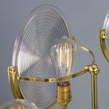 Portland Dish 9 Light Ribbed Glass Chandelier - Polished Brass