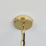 Portland Dish 9 Light Ribbed Glass Chandelier - Polished Brass