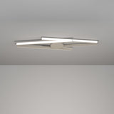 Pradilla LED Flush Ceiling Light in sand, with four slim crossing bars and white diffusers around a round canopy, mounted close to a plain grey ceiling.