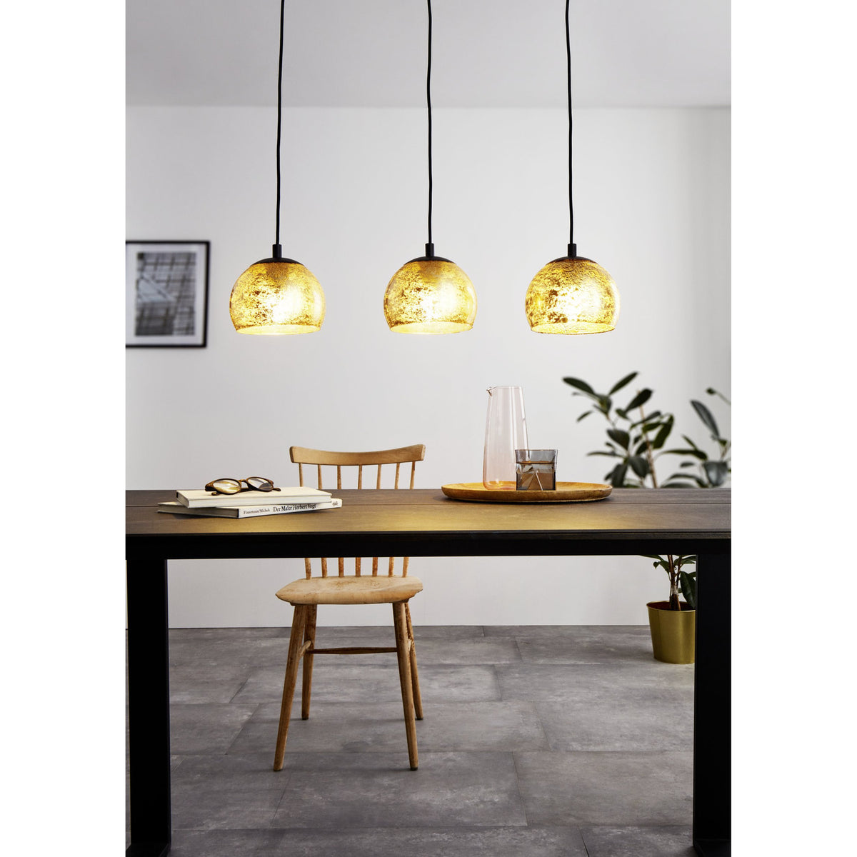 Prelvelle Glass Linear Pendant Light - Black