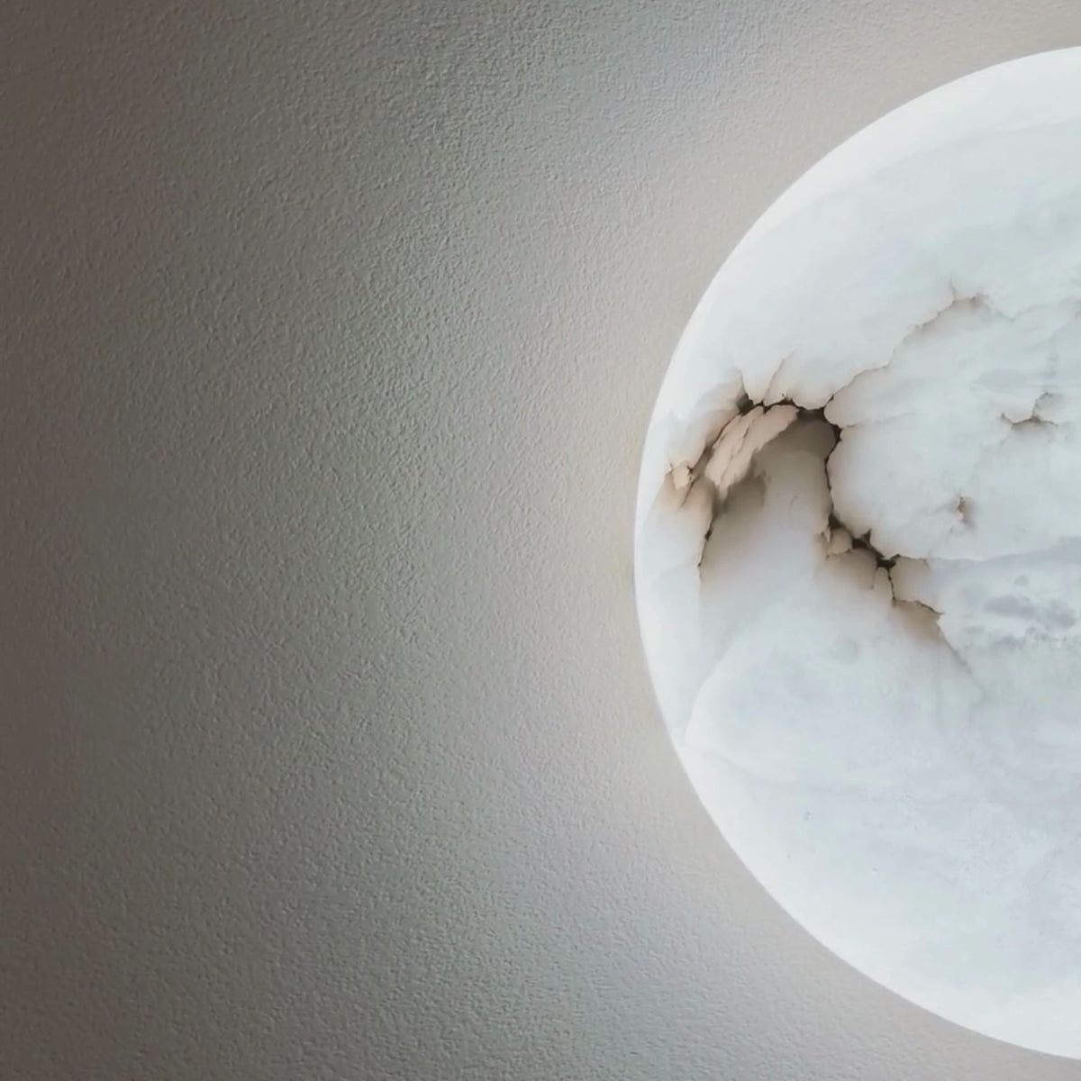 Orvani LED Medium Round Alabaster Wall Light - Soft White