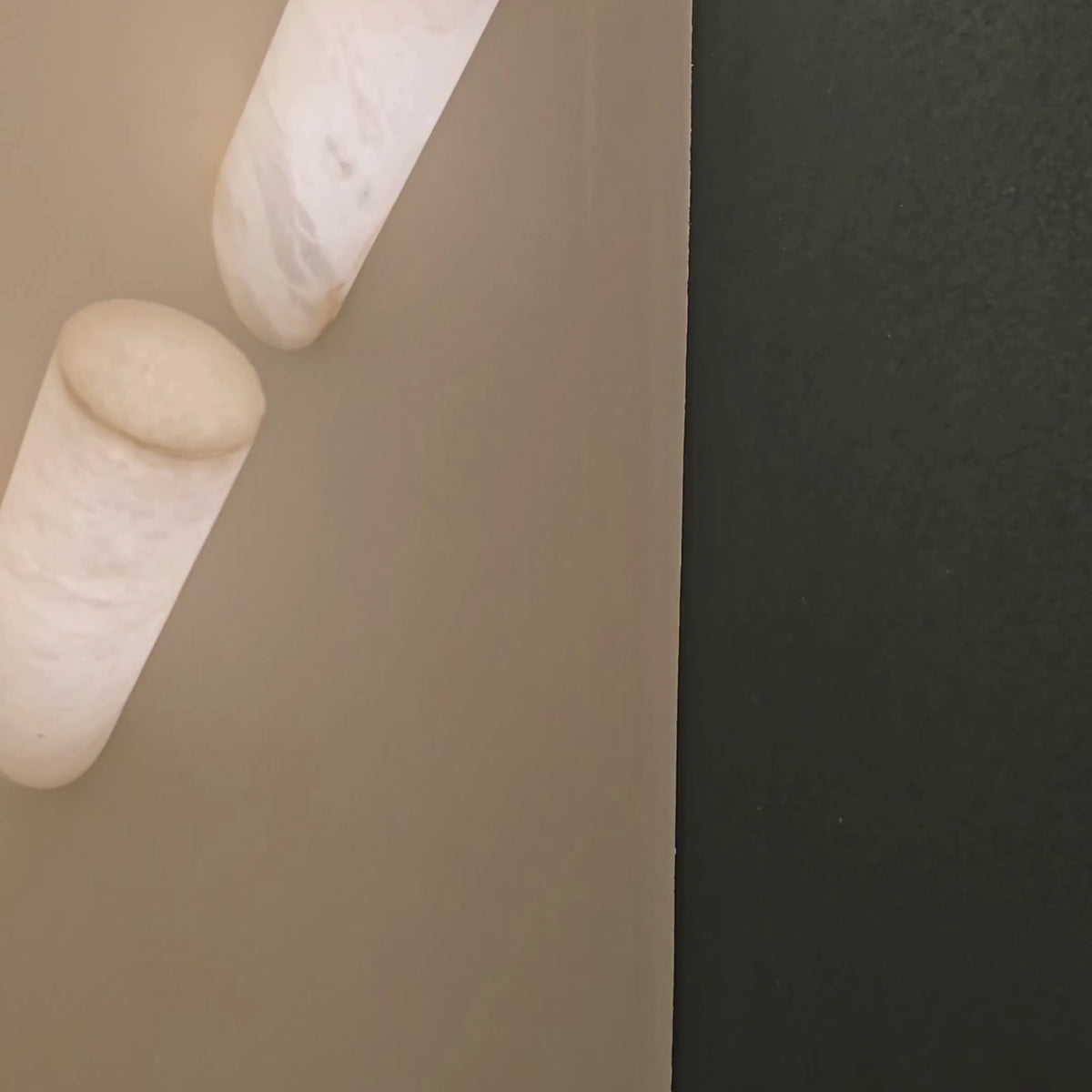 Velari LED Angled Cylinder Alabaster Wall Light - Soft White