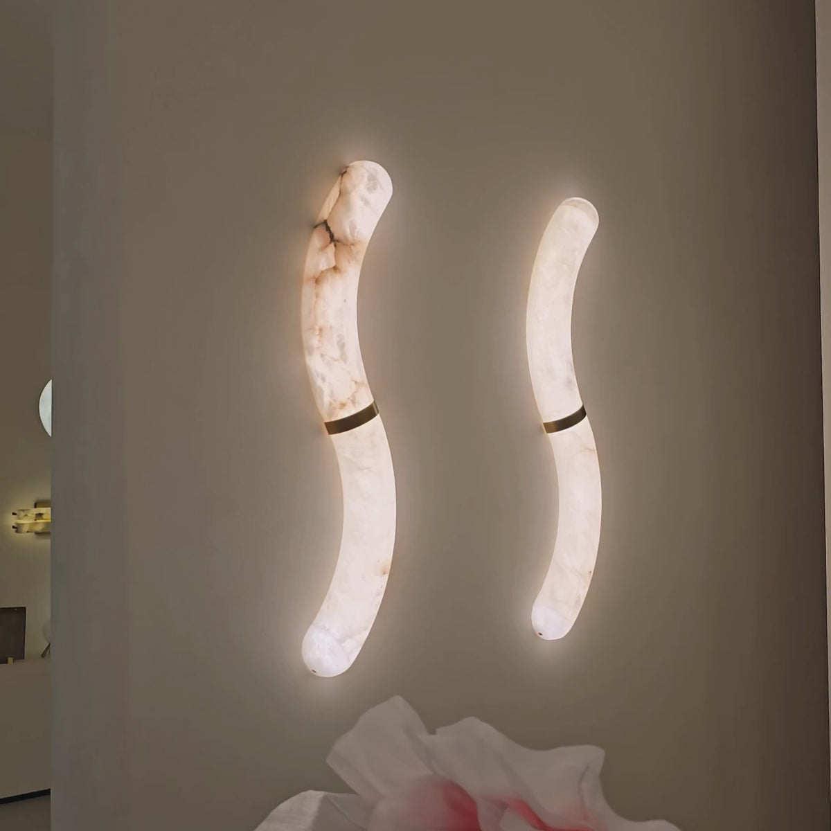 Aureli LED Curved Alabaster Wall Light - Brushed Brass
