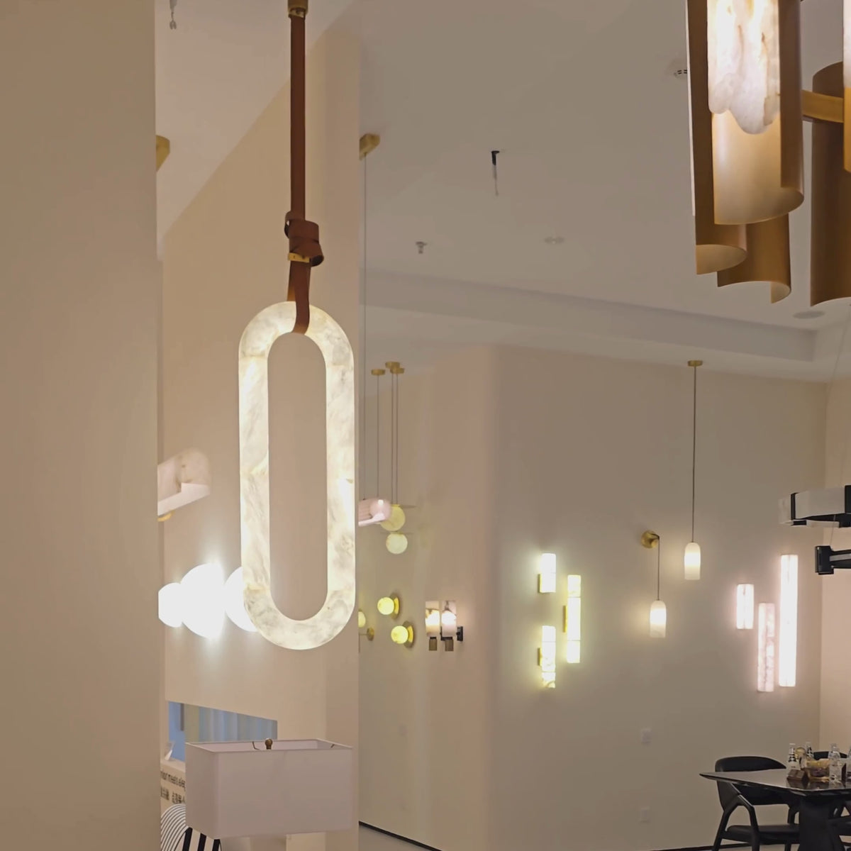 Serava Large LED Alabaster Pendant Light - Soft White