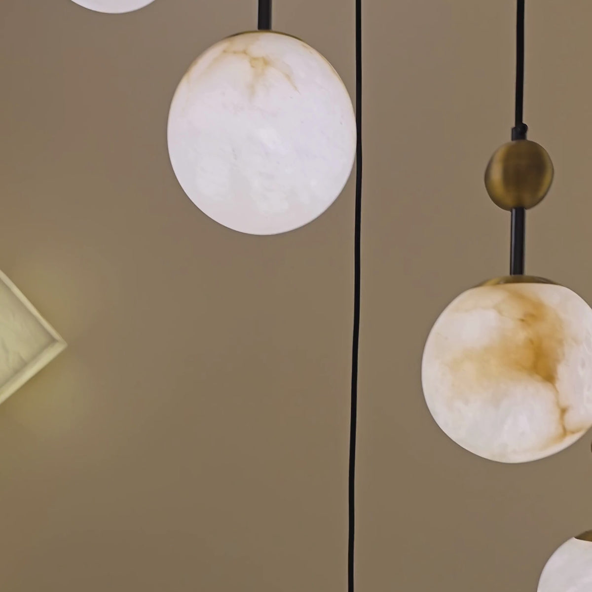 Lorixa 9 Light Cascading Alabaster Chandelier - Brushed Bronze