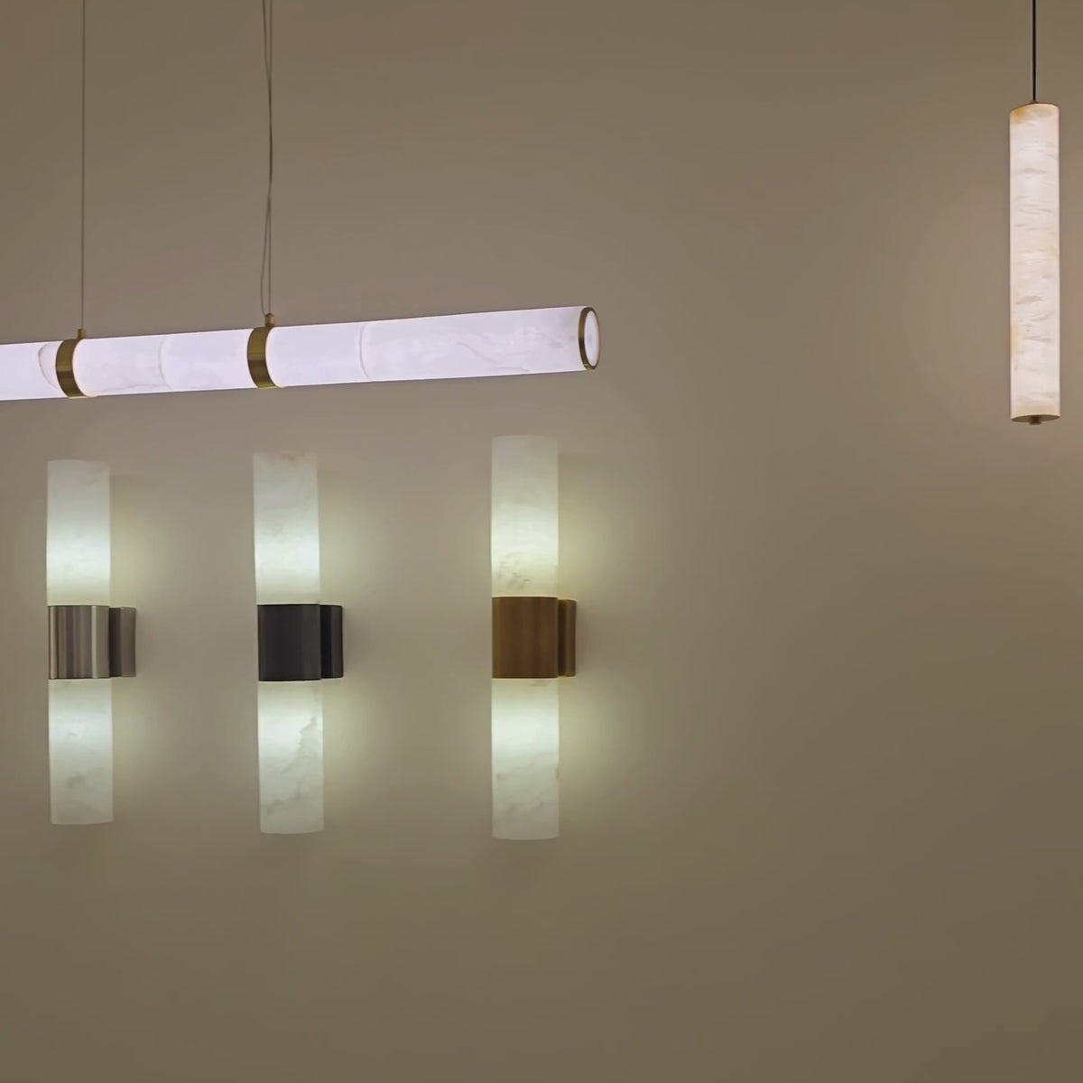 Luna LED Alabaster Disc Pendant Light - Brushed Brass