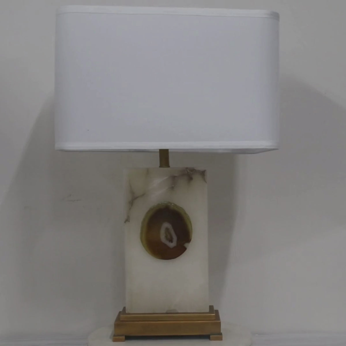 Selune 1 Light Sculpted Core Alabaster Table Lamp - Brushed Brass