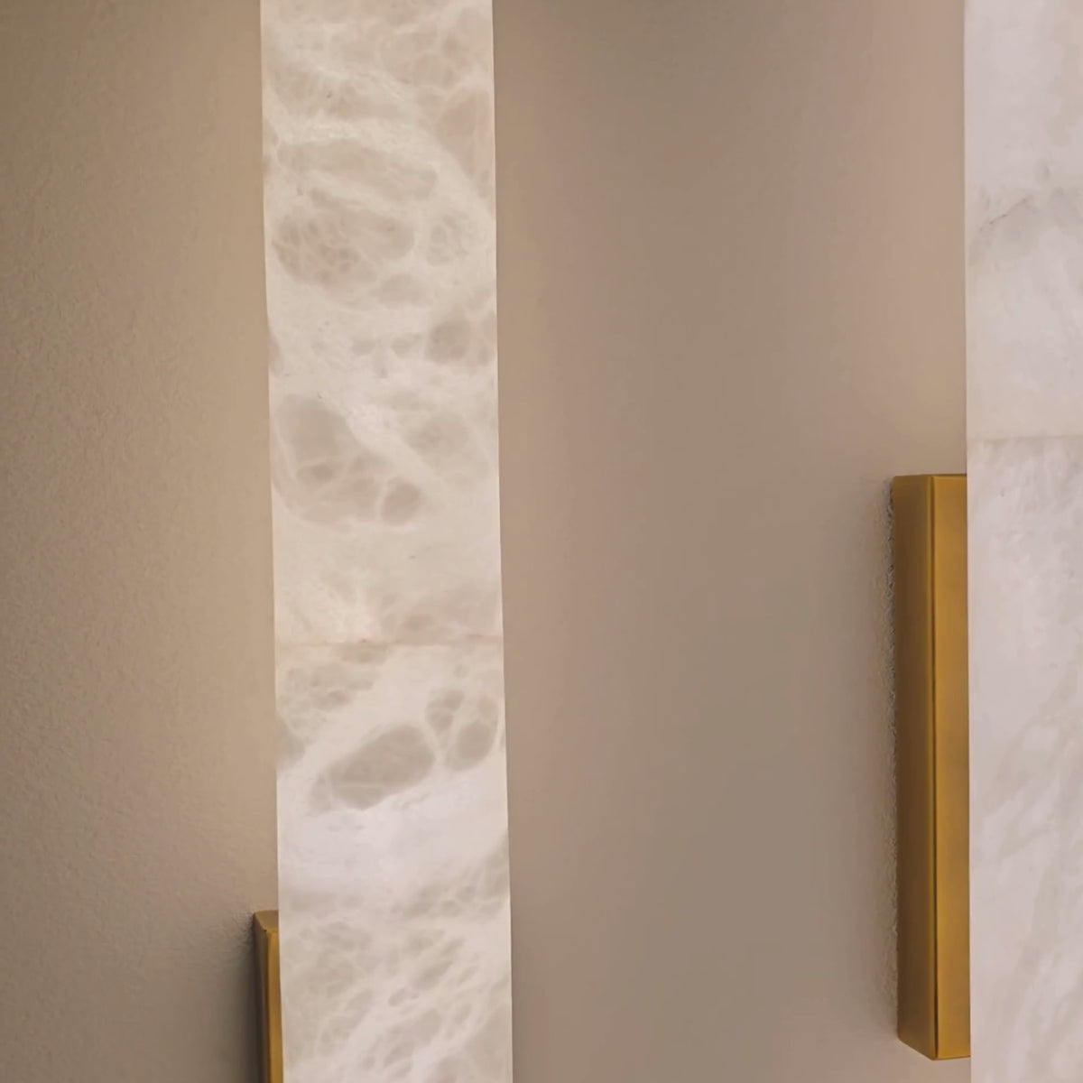 Montavo LED Alabaster Tube Wall Light - Brushed Brass