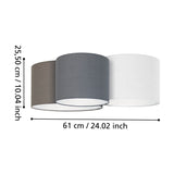 Prilmarne 3 Light Ceiling Light - Grey & White