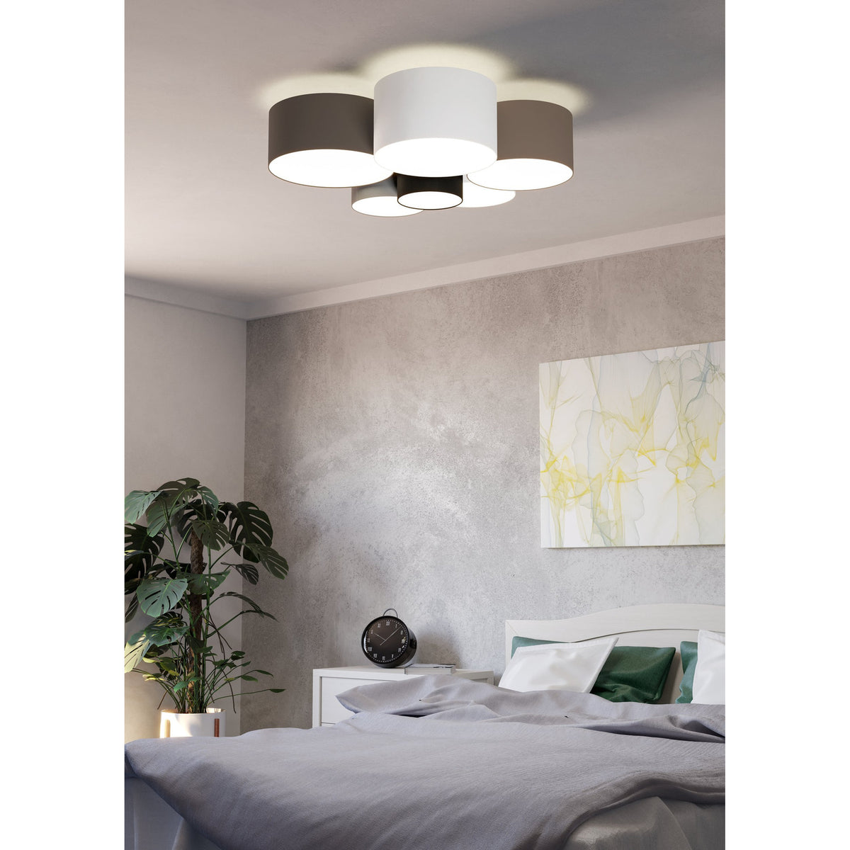 Prilmarne 6 Light Ceiling Light - White, Black & Grey