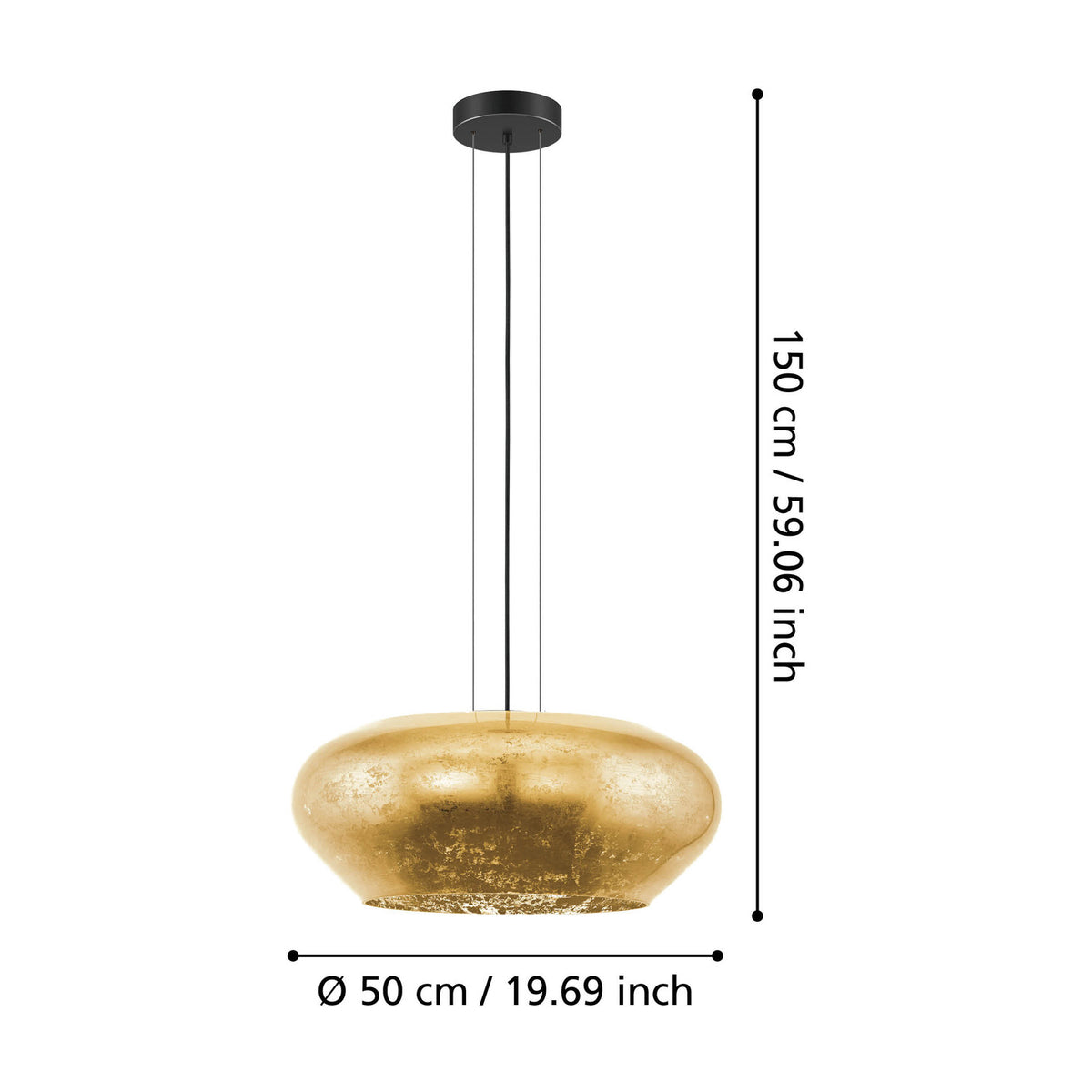 Priorat Glass 3 Light Pendant - Black