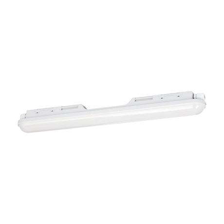 Pro LED-E LED 2 Light Wall Light, 54cm slim linear batten with grey plastic body and white diffuser, IP65 rated, shown at an angle on a plain white background.