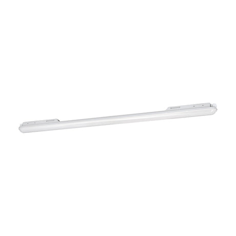 Pro LED-E LED wall light, a 114cm slim batten fixture with grey plastic body and white diffuser, integrated LED, IP65 rated, shown at an angle on a plain white background.