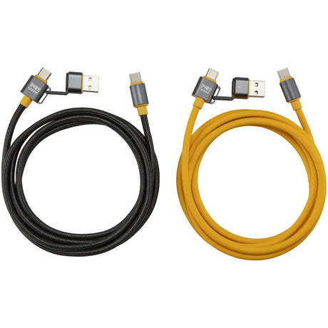Twin Pack of Tradesmen's 2-in-1 240W Rated USB Charging cables 1.5m - Black and Yellow