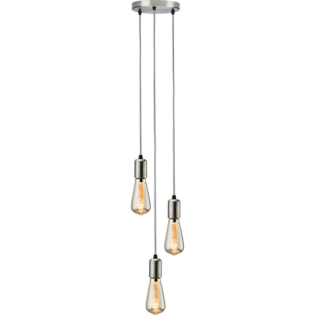 CALLA - E27 Contemporary 3 Light Pendant - Brushed Chrome