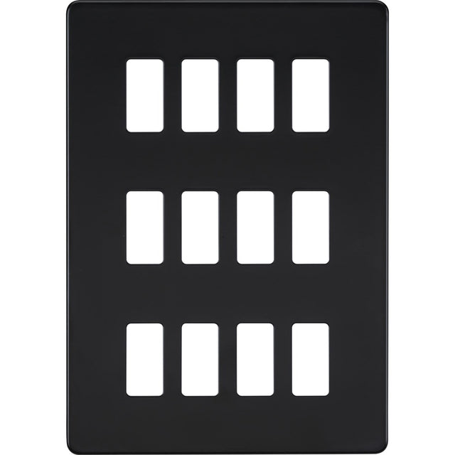 Screwless 12G grid faceplate - Matt Black