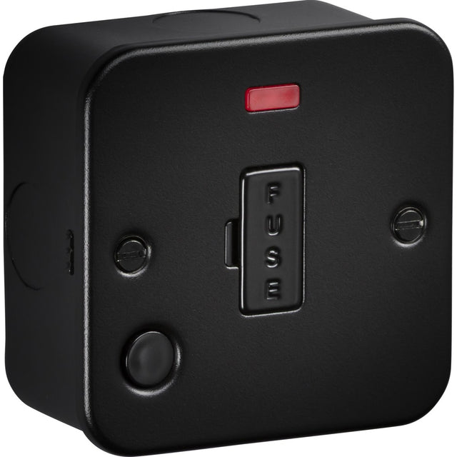 13A Unswitched Fused Spur with Neon and Flex Outlet - Metalclad Textured Black