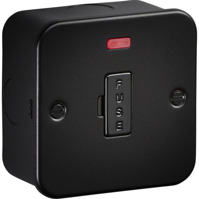 13A Unswitched Fused Spur with Neon - Metalclad Textured Black