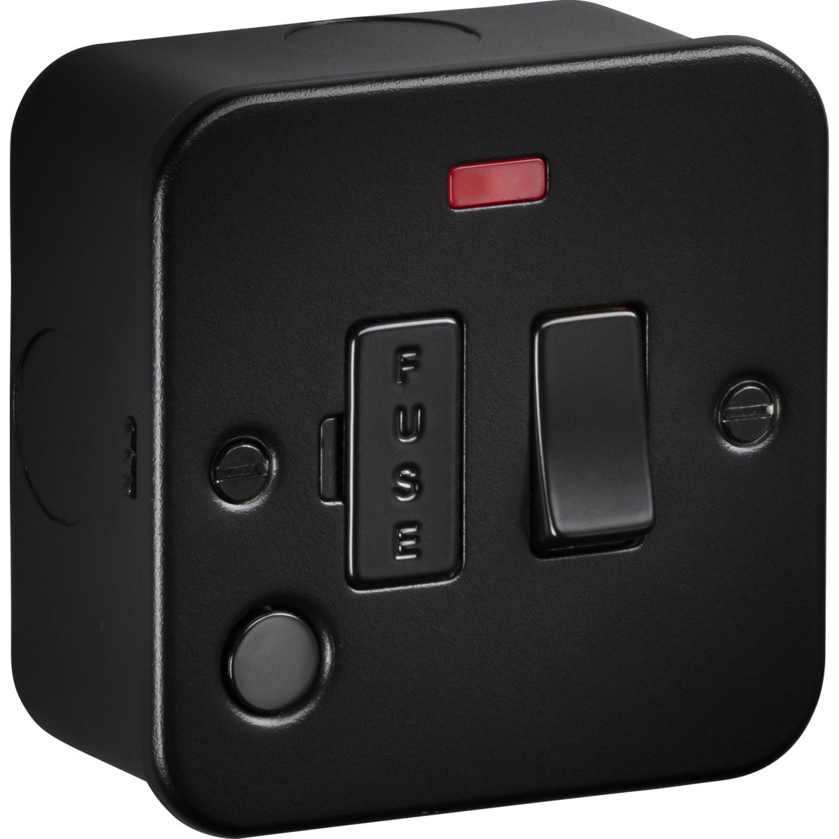 13A Switched Fused Spur with Neon and Flex Outlet - Metalclad Textured Black