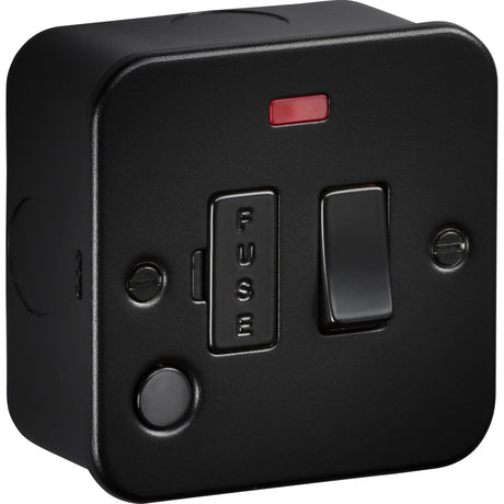 13A Switched Fused Spur with Neon and Flex Outlet - Metalclad Textured Black