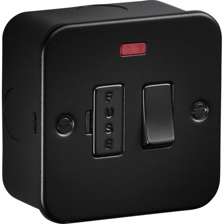 13A Switched Fused Spur with Neon - Metalclad Textured Black