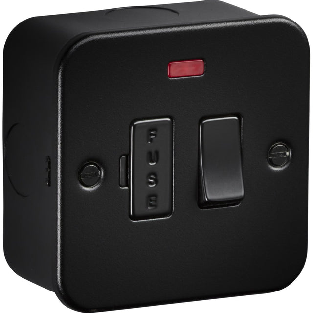 13A Switched Fused Spur with Neon - Metalclad Textured Black