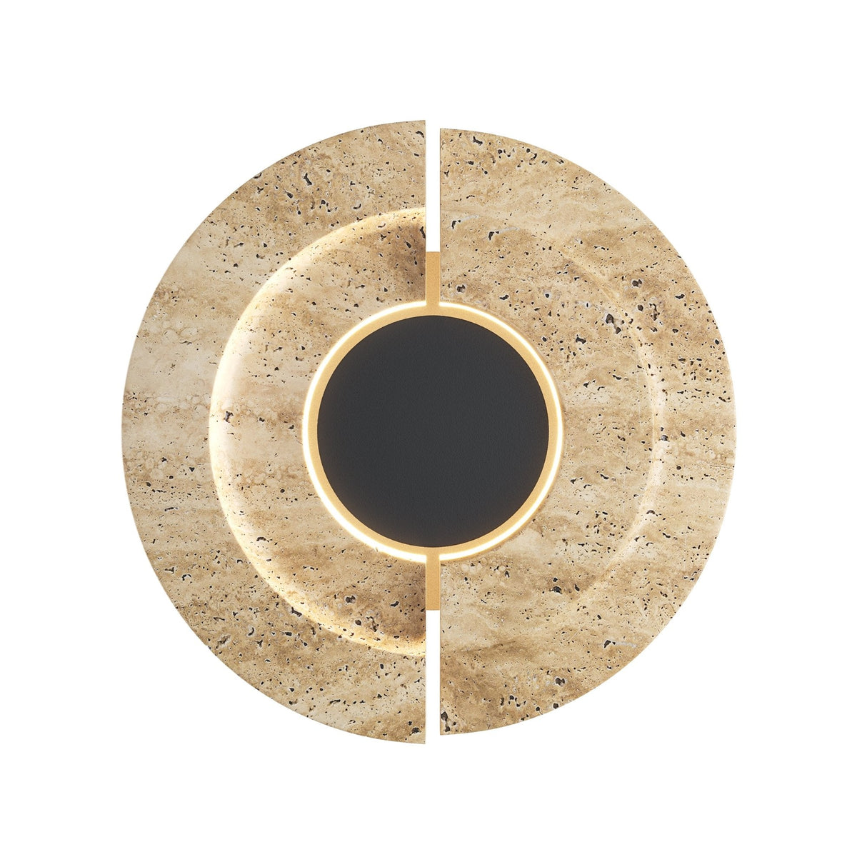 Maytoni Daylight LED wall light with a split circular stone-effect diffuser around a black metal centre, shown on a plain white background.