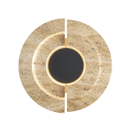 Maytoni Daylight LED wall light with a split circular stone-effect diffuser around a black metal centre, shown on a plain white background.