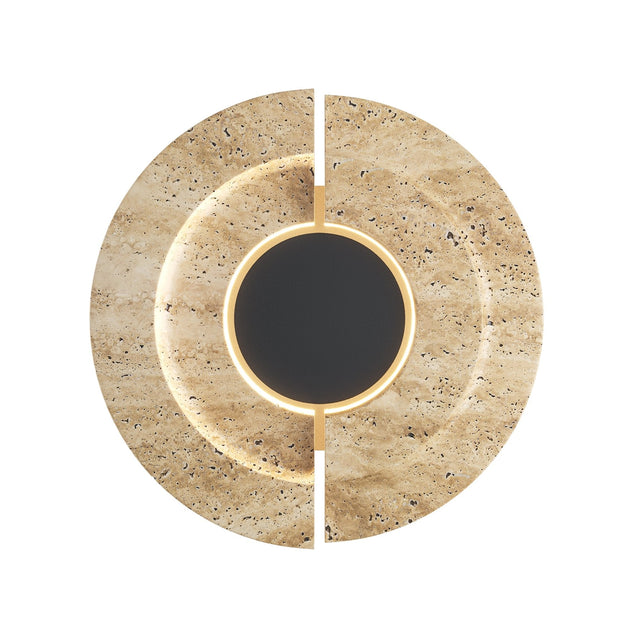 Maytoni Daylight LED wall light with a split circular stone-effect diffuser around a black metal centre, shown on a plain white background.