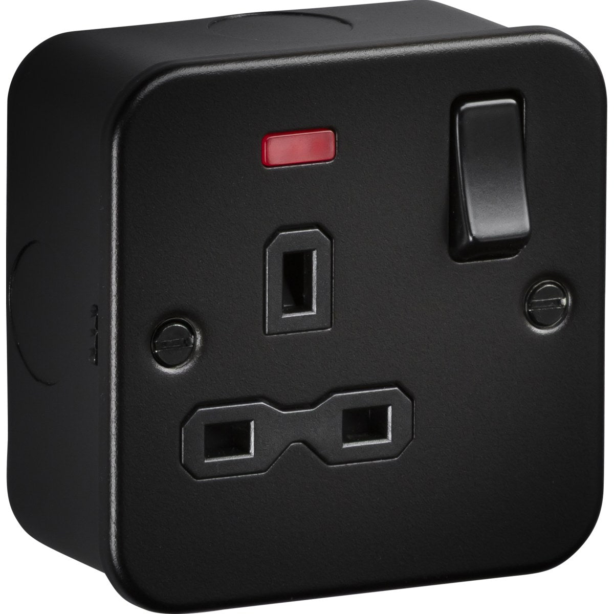 13A Single Socket DP Switched with Neon - Metalclad Textured Black