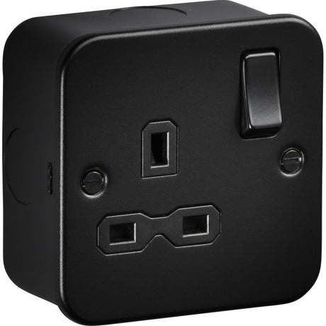 13A Single Socket DP Switched - Metalclad Textured Black