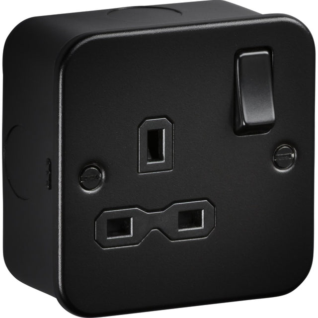 13A Single Socket DP Switched - Metalclad Textured Black