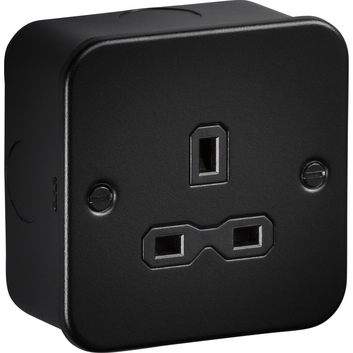 13A Single Socket Switched - Metalclad Textured Black