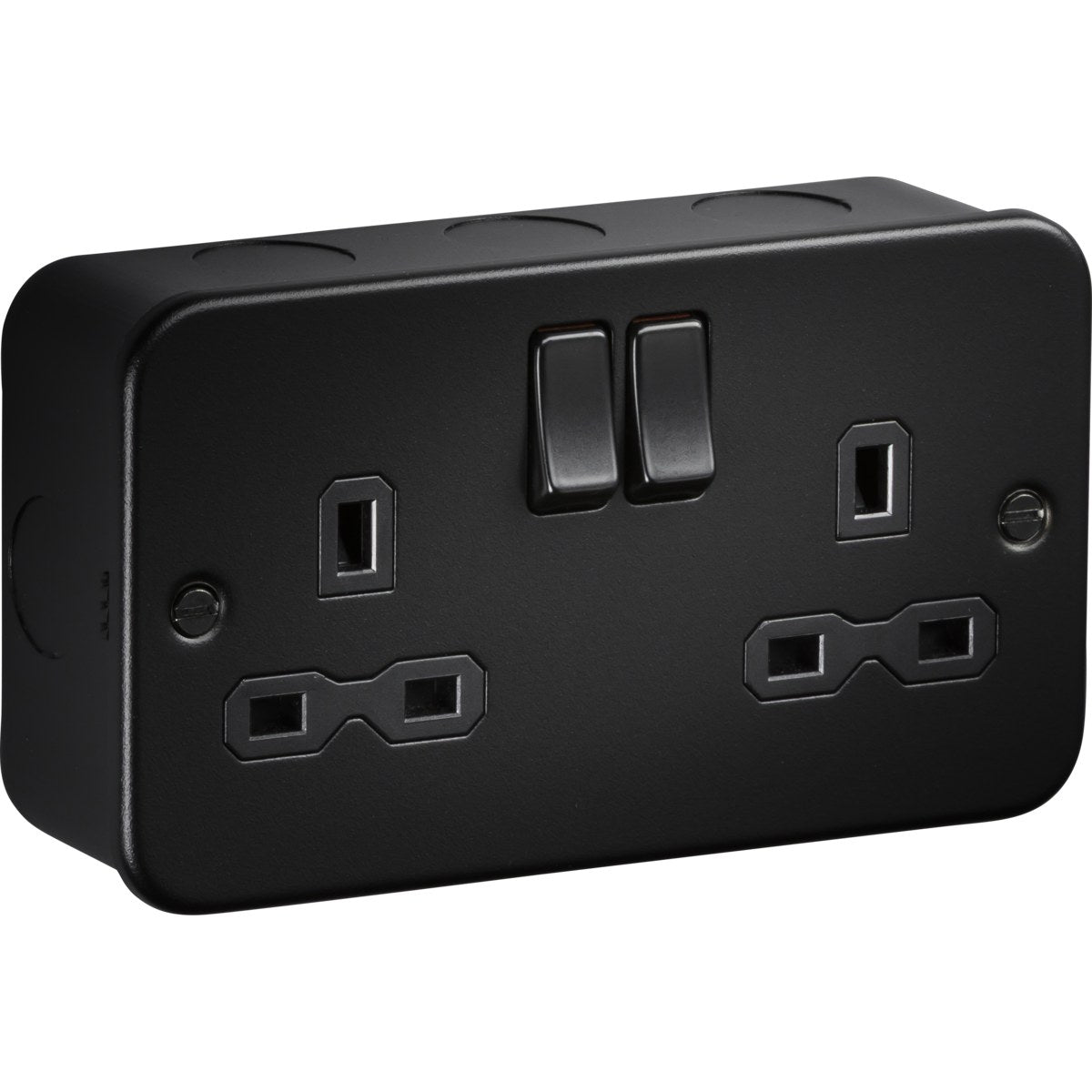 13A Double Socket DP Switched - Metalclad Textured Black