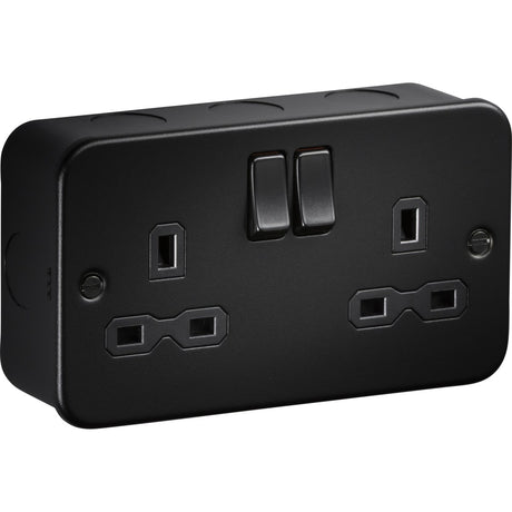 13A Double Socket DP Switched - Metalclad Textured Black
