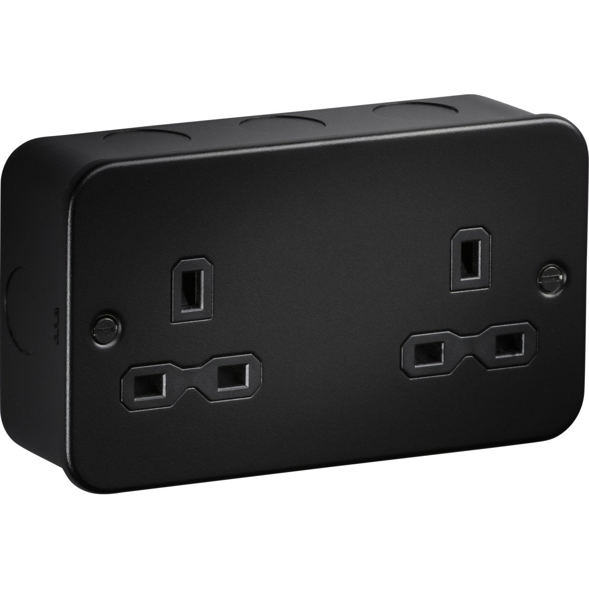 13A Double Socket Switched - Metalclad Textured Black