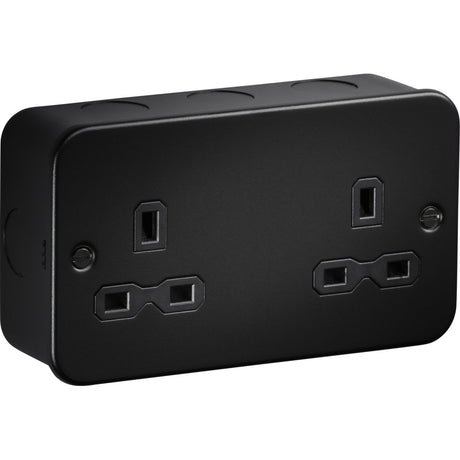 13A Double Socket Switched - Metalclad Textured Black